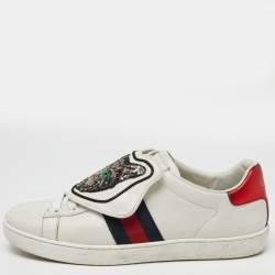 Gucci White Leather Cat Sequins Ace Sneakers Size 37