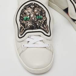 Gucci White Leather Cat Sequins Ace Sneakers Size 37