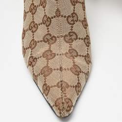 مملوكة مسبقًا Gucci Beige/Brown GG Canvas Zip Knee Length Boots Size 36.5 