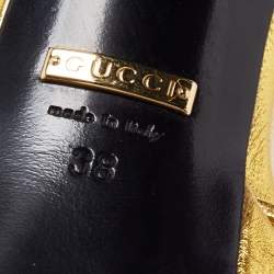 Gucci Gold Leather Allie Knotted Platform Ankle Strap Sandals Size 38