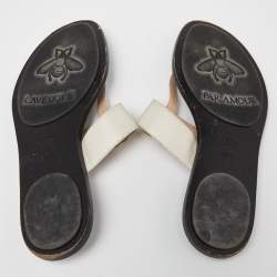 Gucci Off White Leather GG Marmont Thong Flats Size 37.5