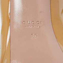 Gucci Brown Patent Leather Peep Toe Platform Pumps Size 39