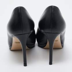 Pre Owned Gucci Black Leather Horsebit Round Toe Pumps Size 36.5