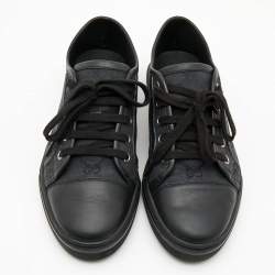 Gucci Two Tone GG Canvas and Leather Low Top Sneakers Size 38