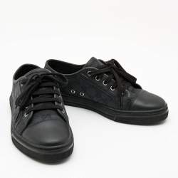 Gucci Two Tone GG Canvas and Leather Low Top Sneakers Size 38
