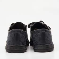 Gucci Two Tone GG Canvas and Leather Low Top Sneakers Size 38