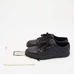 Gucci Two Tone GG Canvas and Leather Low Top Sneakers Size 38