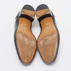 Pre Owned Gucci Black Leather Horsebit Loafers Size 39