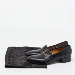 Pre Owned Gucci Black Leather Horsebit Loafers Size 39