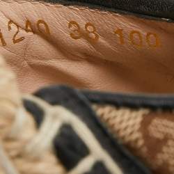 Pre Owned Gucci Brown/Beige GG Canvas Pilar Ankle Tie Espadrille Wedge Pumps Size 38