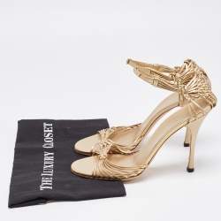 Gucci Gold Leather Ankle Strap Sandals Size 39.5
