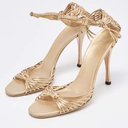Gucci Gold Leather Ankle Strap Sandals Size 39.5