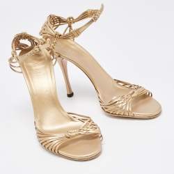 Gucci Gold Leather Ankle Strap Sandals Size 39.5