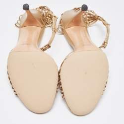 Gucci Gold Leather Ankle Strap Sandals Size 39.5
