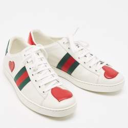 Gucci White Leather Ace Low Top Sneakers Size 37.5