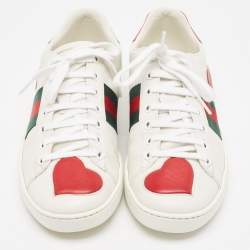 Gucci White Leather Ace Low Top Sneakers Size 37.5