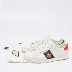 Gucci White Leather Embroidered Bee Ace Sneakers Size 39