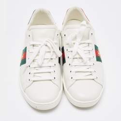 Gucci White Leather Embroidered Bee Ace Sneakers Size 39