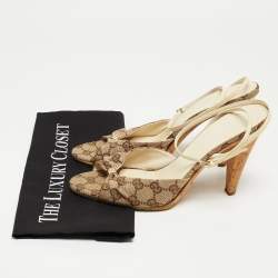 Gucci Tricolor GG Canvas and Leather Ankle Strap Sandals Size 41