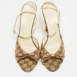 Gucci Tricolor GG Canvas and Leather Ankle Strap Sandals Size 41