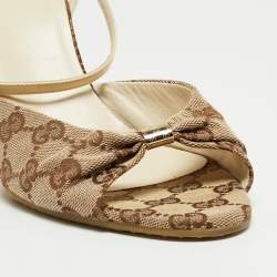 Gucci Tricolor GG Canvas and Leather Ankle Strap Sandals Size 41