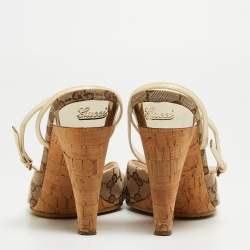 Gucci Tricolor GG Canvas and Leather Ankle Strap Sandals Size 41