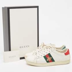 Pre Owned Gucci White Leather Ace Low Top Sneakers Size 36
