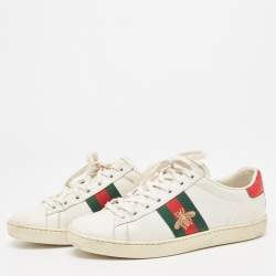 Pre Owned Gucci White Leather Ace Low Top Sneakers Size 36