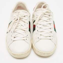 Pre Owned Gucci White Leather Ace Low Top Sneakers Size 36