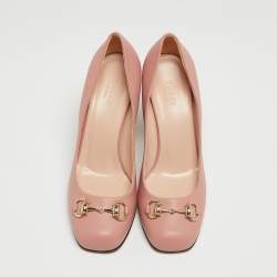 Gucci Pink Leather Horsebit Block Heel Pumps Size 38.5