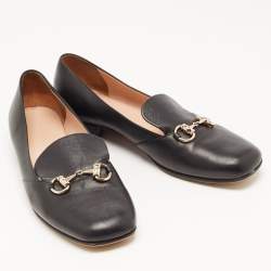 Gucci Black Leather Horsebit Loafers Size 41