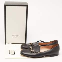 Gucci Black Leather Horsebit Loafers Size 41