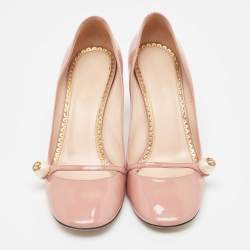 Gucci Beige Patent Leather Vernice Pearl Arielle Mary Jane Pumps Size 39.5