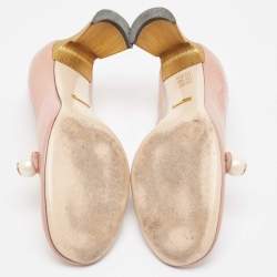Gucci Beige Patent Leather Vernice Pearl Arielle Mary Jane Pumps Size 39.5