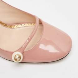 Gucci Beige Patent Leather Vernice Pearl Arielle Mary Jane Pumps Size 39.5