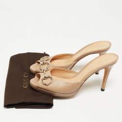 مملوكة مسبقًا Gucci Beige Leather Hollywood Slide Sandals Size 37