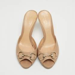 مملوكة مسبقًا Gucci Beige Leather Hollywood Slide Sandals Size 37