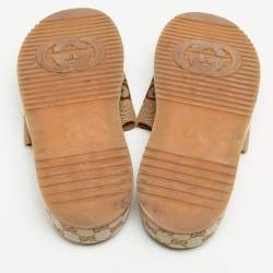 Gucci Brown/Beige GG Canvas Platform Slide Sandals Size 38.5