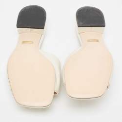 Gucci Off White Leather Zumi Slide Sandals Size 37