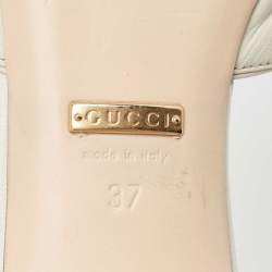 Gucci Off White Leather Zumi Slide Sandals Size 37