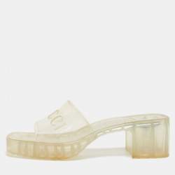Gucci Transparent Rubber Block Heel Slides Size 37.5