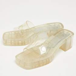 Gucci Transparent Rubber Block Heel Slides Size 37.5