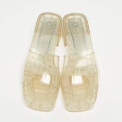Gucci Transparent Rubber Block Heel Slides Size 37.5