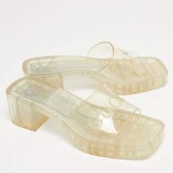Gucci Transparent Rubber Block Heel Slides Size 37.5
