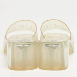 Gucci Transparent Rubber Block Heel Slides Size 37.5