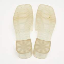 Gucci Transparent Rubber Block Heel Slides Size 37.5