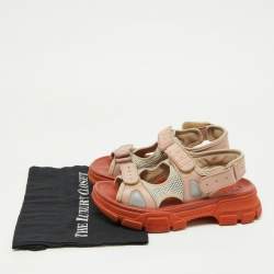 Gucci Two Tone Leather and Mesh Aguru Sandals Size 38