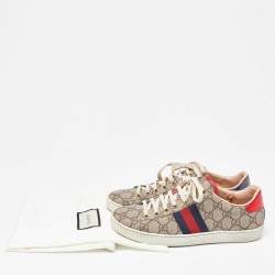Gucci Beige/Brown GG Supreme Canvas Ace Sneakers Size 37
