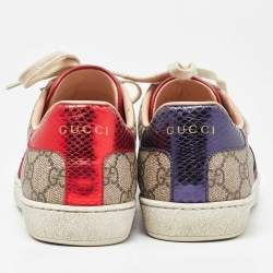 Gucci Beige/Brown GG Supreme Canvas Ace Sneakers Size 37