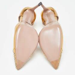 Pre Owned Gucci Gold Patent Leather Coline T Strap Pumps Size 39.5